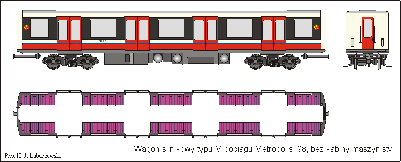 Rysunek wagonu M poci�gu Metropolis'98